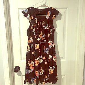 Flirty black floral print dress